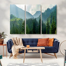 Misty Forest Mountain Wall Art Canvas Print – Framed Serene