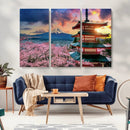 Mount Fuji Cherry Blossom Wall Art Canvas Print – Framed