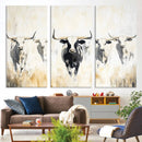 Texas Longhorn Wall Art Canvas Print – Rustic Western Bull