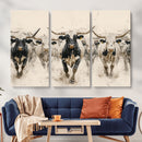 Texas Longhorn Wall Art – Framed Cattle Walking Canvas by MyGreatCanvas | Canvas Wall Art Prints | Photo Prints & Wall Decor