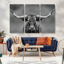 Texas Longhorn Wall Art Canvas Print – Framed Western Bull