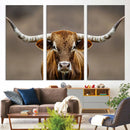 Texas Longhorn Wall Art Canvas Print – Brown Bull Rustic