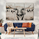 Texas Longhorn Wall Art Canvas Print – Framed Speckled Bull