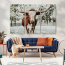 Texas Longhorn Wall Art Canvas Print – Framed Spotted Bull