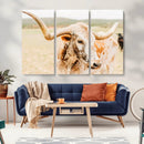 Texas Longhorn Wall Art Canvas Print – Framed Spotted Cow