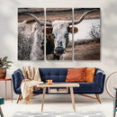 Texas Longhorn Wall Art Canvas Print – Framed Spotted Bull