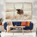 Texas Longhorn Wall Art Canvas Print – Framed Brown Horned