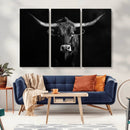 Texas Longhorn Wall Art Canvas Print – Framed Monochrome by MyGreatCanvas | Canvas Wall Art Prints | Photo Prints & Wall Decor