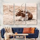 Texas Longhorn Wall Art Canvas Print – Framed Resting Bull by MyGreatCanvas | Canvas Wall Art Prints | Photo Prints & Wall Decor