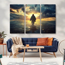 Jesus Walks Wall Art Canvas Print Framed Divine Sunset Art