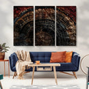 Dark Wood Ring Wall Art Canvas Print – Framed Abstract Tree
