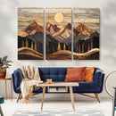 Wood Mountain Wall Art Canvas Print – Framed Boho Abstract