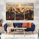 Wood Mountain Landscape Wall Art Canvas Print – Framed