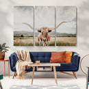 Texas Longhorn Wall Art Canvas Print – Framed Western Cow