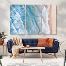 Aerial Ocean View Wall Art Canvas Print – Framed Soft Blue
