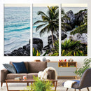 Tropical Coastline Wall Art Canvas Print – Framed Palm Tree