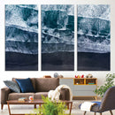 Black Beach Wall Art Canvas Print – Framed Aerial Ocean View