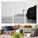 Jumping Wall Art Canvas Print – Framed Coastal Ocean Scene