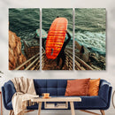 Surfer Stairway Wall Art – Framed Ocean Surf Canvas Artwork, by MyGreatCanvas | Canvas Wall Art Prints | Photo Prints & Wall Decor
