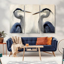 Blue Heron Pair Wall Art Canvas Print – Framed Coastal Bird