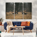 Deer Wall Art Canvas Print – Framed Rustic Wildlife Stags