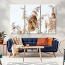 Pampas Grass Wall Art Canvas Print – Framed Neutral Tones
