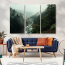 Misty Forest Wall Art Canvas Print – Framed Foggy River