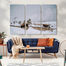 Bison Wildlife Wall Art Canvas Print – Framed Snowy Prairie