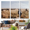 Western Wall Art Canvas Print – Framed Cowboy Cattle Drive