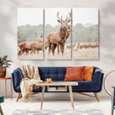Rustic Nature Wall Art Canvas Print – Stag Woodland Framed