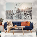 Frosty Pines Wall Art Canvas Print – Framed Cozy Cabin Ski