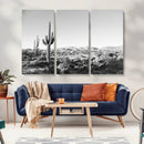 Saguaro Cactus Wall Art Canvas Print – Framed Monochrome
