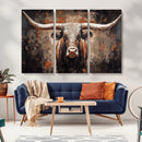Rustic Longhorn Bull Wall Art Canvas Print – Vintage Western by MyGreatCanvas | Canvas Wall Art Prints | Photo Prints & Wall Decor