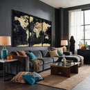 Framed Large World Map Wall Art Canvas Print for Living Room