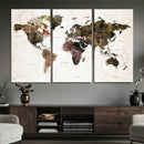 Watercolor World Map Print - Large Wall Art Canvas Print for