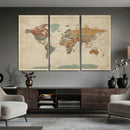 Vintage World Map Canvas Wall Art Print – Framed Modern