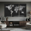 Black World Map Wall Art Canvas Print – Detailed Map of the by MyGreatCanvas | Canvas Wall Art Prints | Photo Prints & Wall Decor