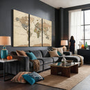 Framed World Map Wall Art for Home and Office Decor