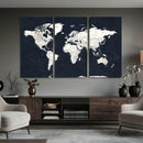 Black World Map Wall Art Canvas Print for Home Office and by MyGreatCanvas | Canvas Wall Art Prints | Photo Prints & Wall Decor