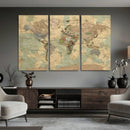 Vintage World Map Wall Art | Ready to Hang and Framed