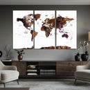 Rustic World Map Wall Art Canvas Print | Large World Map on