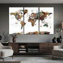 Watercolor World Map Canvas Print – Detailed Map of the