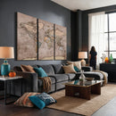 Grunge World Map Canvas Wall Art - Vintage Aged World Map