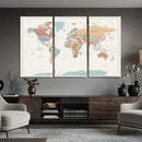 Pastel Colors World Map Wall Art Canvas Print by MyGreatCanvas | Canvas Wall Art Prints | Photo Prints & Wall Decor