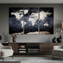Vintage World Map Canvas Wall Art – Antique Triptych Map