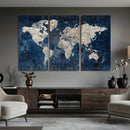 Large Blue World Map Wall Art Canvas Print for Home Office by MyGreatCanvas | Canvas Wall Art Prints | Photo Prints & Wall Decor