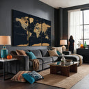 Vintage World Map Earth Globe Countries Oceans Continents
