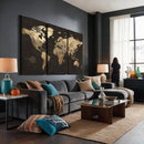 Framed World Map with Pin Canvas Print – Detailed World Map