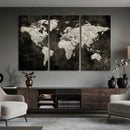 Vintage World Map Wall Art Canvas Print – Framed Large Map