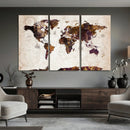 Blue Watercolor World Map Canvas Print – Framed Modern Wall